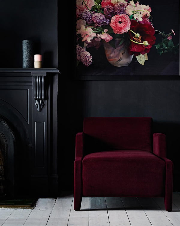 burgundy armchair