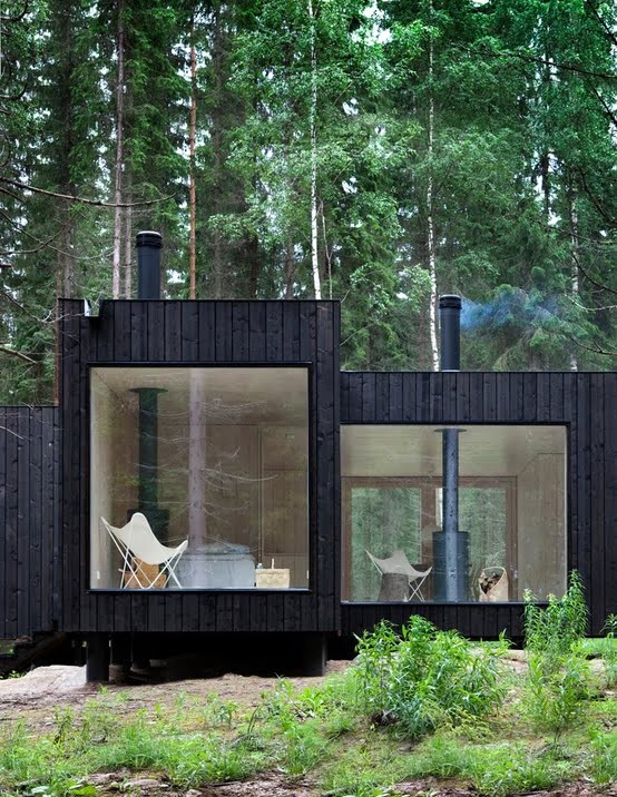 Houses Made from Shipping Containers In Woods
