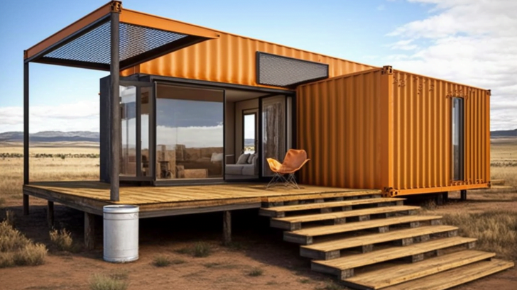 Orange Shipping Container Home With Porch 728x409 