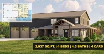 Traditional 2-story Barndominium W/ Deluxe Master Bed, Bonus Expansion ...